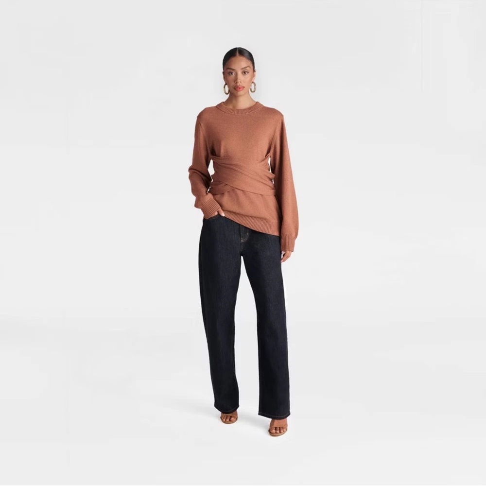 Target Women's Cowl/Turtleneck Sweater Rust Brown